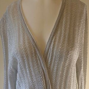 Silver Sheer Knit Cardigan by Cali and York Sz Med